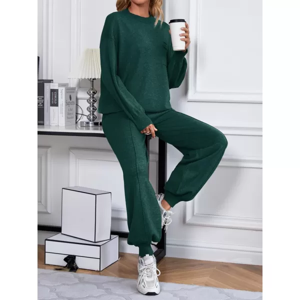 SuperPrity Lounge Sets for Women Fashion Two Piece Outfits Long Sleeve Knit Sweater Sets Jogger Tracksuit 2024 Fall ClothesDark Green