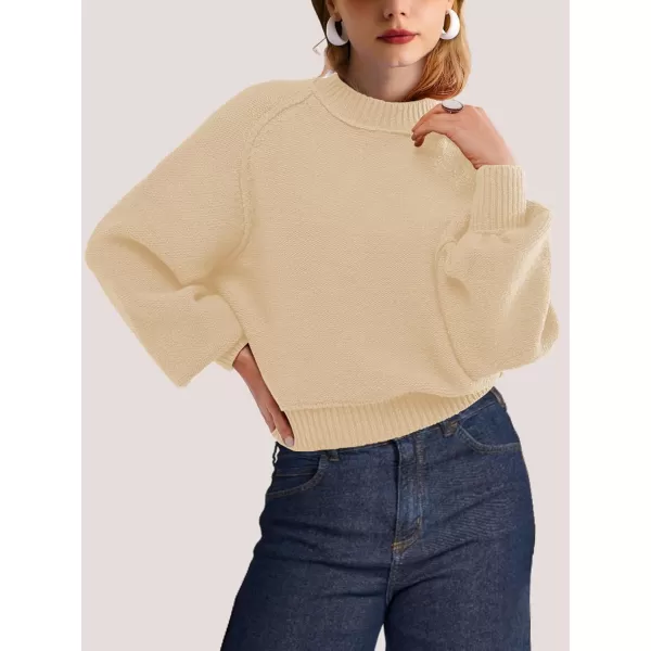 SuperPrity Sweaters for Women Fall 2024 Mock Neck Long Sleeve Knit Oversized Cropped Pullover Sweaters Top Trendy OutfitsApricot