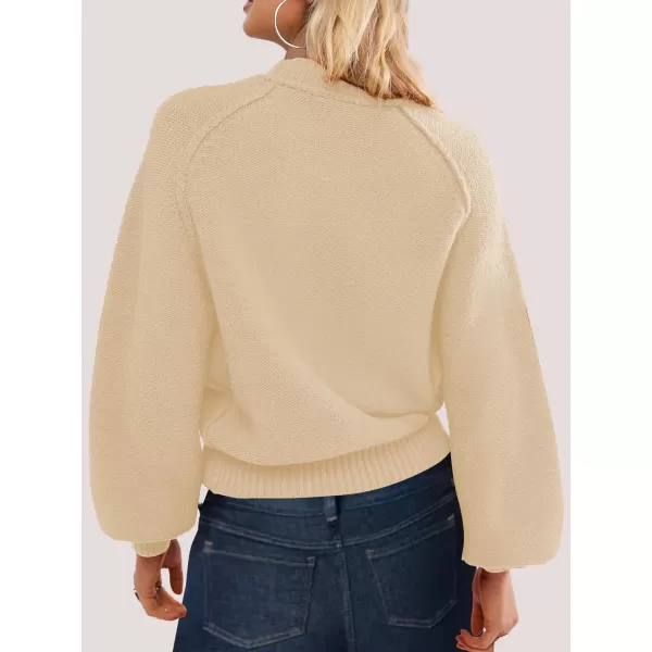 SuperPrity Sweaters for Women Fall 2024 Mock Neck Long Sleeve Knit Oversized Cropped Pullover Sweaters Top Trendy OutfitsApricot