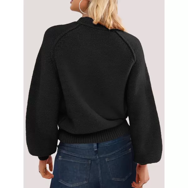 SuperPrity Sweaters for Women Fall 2024 Mock Neck Long Sleeve Knit Oversized Cropped Pullover Sweaters Top Trendy OutfitsBlack