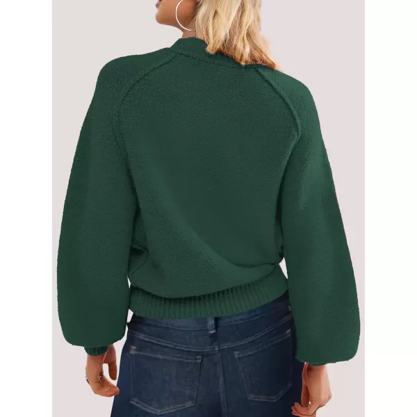 SuperPrity Sweaters for Women Fall 2024 Mock Neck Long Sleeve Knit Oversized Cropped Pullover Sweaters Top Trendy OutfitsDark Green