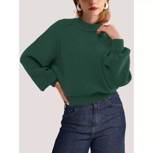 SuperPrity Sweaters for Women Fall 2024 Mock Neck Long Sleeve Knit Oversized Cropped Pullover Sweaters Top Trendy OutfitsDark Green