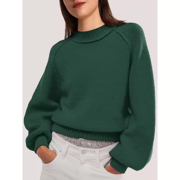 SuperPrity Sweaters for Women Fall 2024 Mock Neck Long Sleeve Knit Oversized Cropped Pullover Sweaters Top Trendy OutfitsDark Green