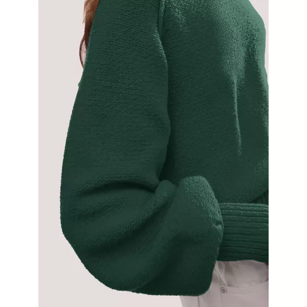 SuperPrity Sweaters for Women Fall 2024 Mock Neck Long Sleeve Knit Oversized Cropped Pullover Sweaters Top Trendy OutfitsDark Green