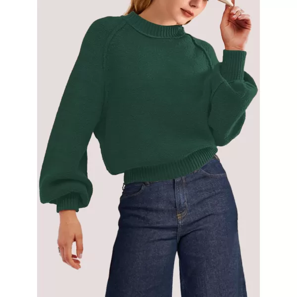 SuperPrity Sweaters for Women Fall 2024 Mock Neck Long Sleeve Knit Oversized Cropped Pullover Sweaters Top Trendy OutfitsDark Green