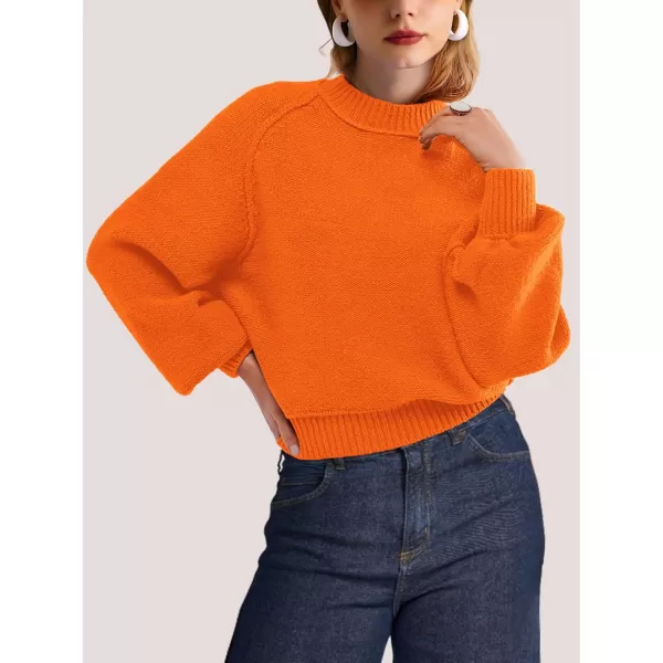 SuperPrity Sweaters for Women Fall 2024 Mock Neck Long Sleeve Knit Oversized Cropped Pullover Sweaters Top Trendy OutfitsOrange