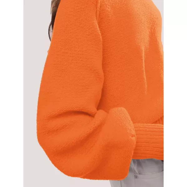 SuperPrity Sweaters for Women Fall 2024 Mock Neck Long Sleeve Knit Oversized Cropped Pullover Sweaters Top Trendy OutfitsOrange