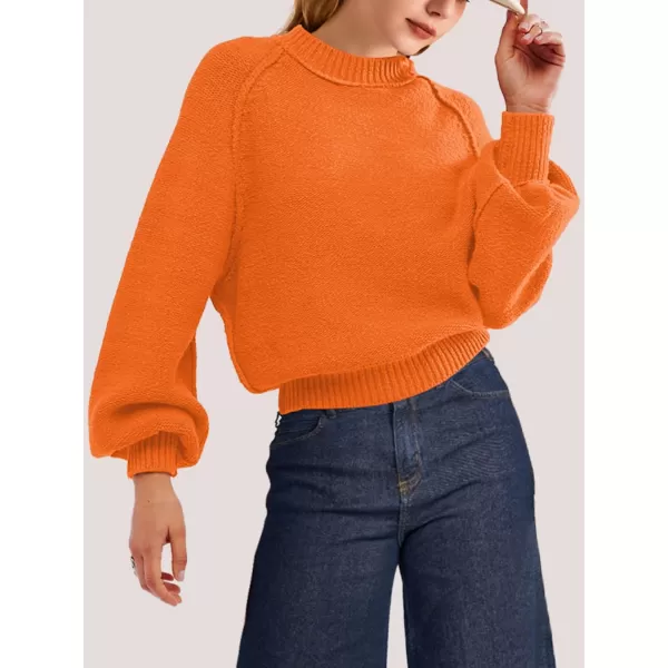 SuperPrity Sweaters for Women Fall 2024 Mock Neck Long Sleeve Knit Oversized Cropped Pullover Sweaters Top Trendy OutfitsOrange