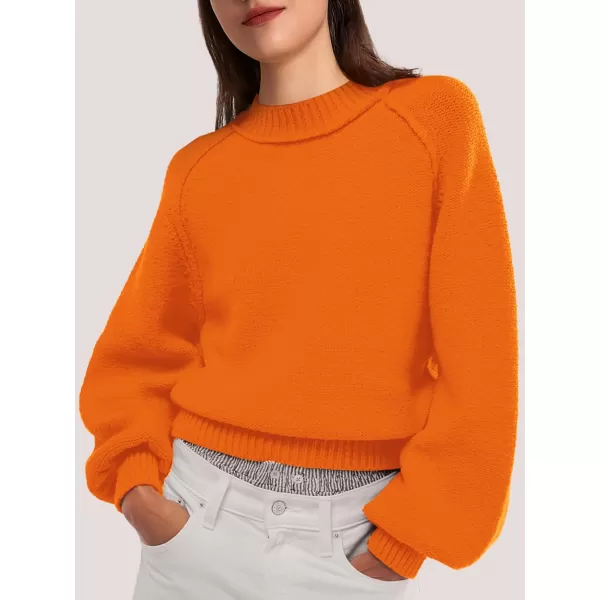 SuperPrity Sweaters for Women Fall 2024 Mock Neck Long Sleeve Knit Oversized Cropped Pullover Sweaters Top Trendy OutfitsOrange