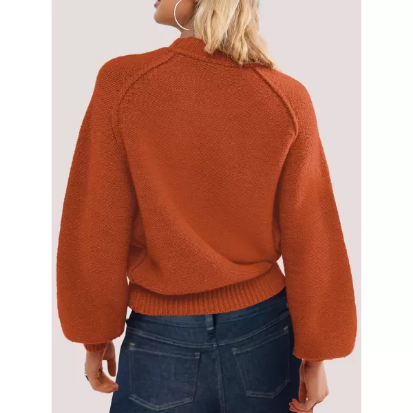 SuperPrity Sweaters for Women Fall 2024 Mock Neck Long Sleeve Knit Oversized Cropped Pullover Sweaters Top Trendy OutfitsRust