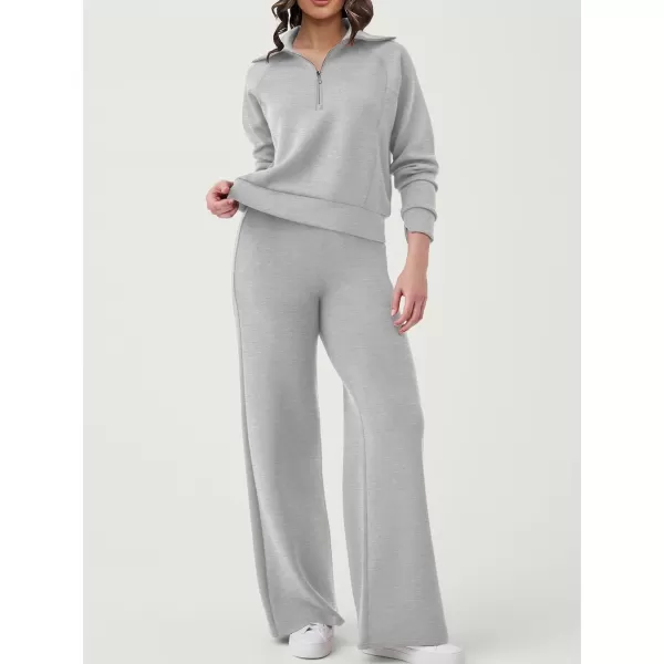 SuperPrity Women 2 Piece Outfits 2024 Fall Fashion Trendy Sweatsuit Oversized Sweatshirt Sweatpants Matching Sweat Lounge SetLight Grey