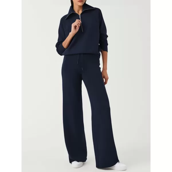 SuperPrity Women 2 Piece Outfits 2024 Fall Fashion Trendy Sweatsuit Oversized Sweatshirt Sweatpants Matching Sweat Lounge SetNavy Blue