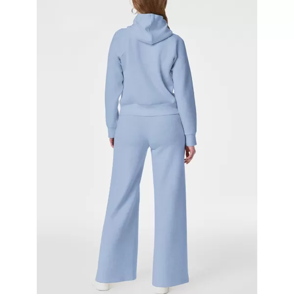 SuperPrity Women 2 Piece Outfits Sweatsuits 2024 Fall Zip Up Hoodie Sweatshirt Sweatpants Tracksuit Matching Sweat Lounge SetSky Blue