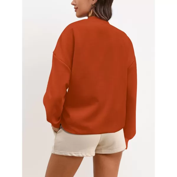 SuperPrity Women Crewneck Zip Up Sweatshirts Long Sleeve Oversized Jacket Coat Pocket Casual Hoodie 2024 Fall Trendy OutfitsOrange