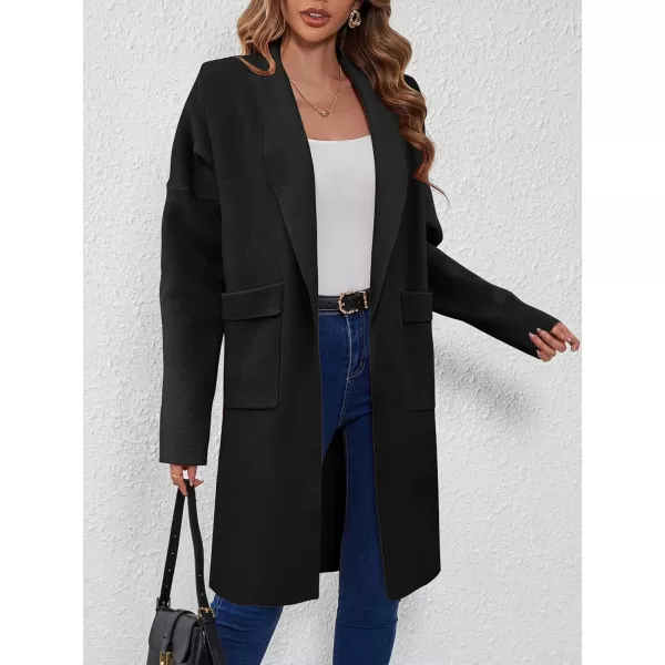 SuperPrity Womens Cardigan Sweater Fall Fashion 2024 Casual Oversized Knit Open Front Long Coatigan Jacket Coat Trendy OutfitBlack