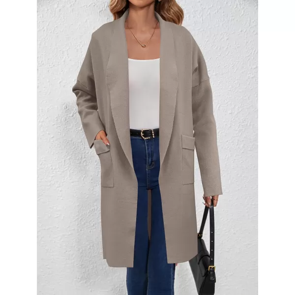 SuperPrity Womens Cardigan Sweater Fall Fashion 2024 Casual Oversized Knit Open Front Long Coatigan Jacket Coat Trendy OutfitKhaki