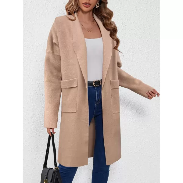 SuperPrity Womens Cardigan Sweater Fall Fashion 2024 Casual Oversized Knit Open Front Long Coatigan Jacket Coat Trendy OutfitLight Camel