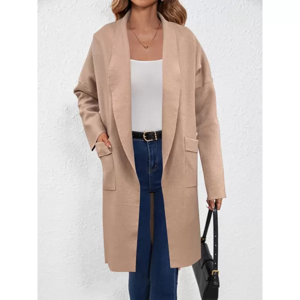 SuperPrity Womens Cardigan Sweater Fall Fashion 2024 Casual Oversized Knit Open Front Long Coatigan Jacket Coat Trendy OutfitLight Camel