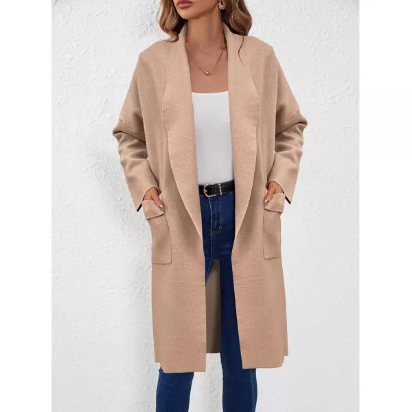 SuperPrity Womens Cardigan Sweater Fall Fashion 2024 Casual Oversized Knit Open Front Long Coatigan Jacket Coat Trendy OutfitLight Camel