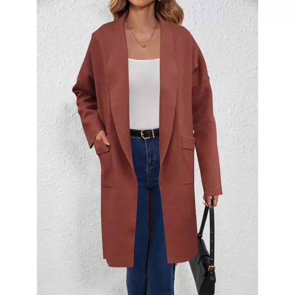 SuperPrity Womens Cardigan Sweater Fall Fashion 2024 Casual Oversized Knit Open Front Long Coatigan Jacket Coat Trendy OutfitReddish Brown