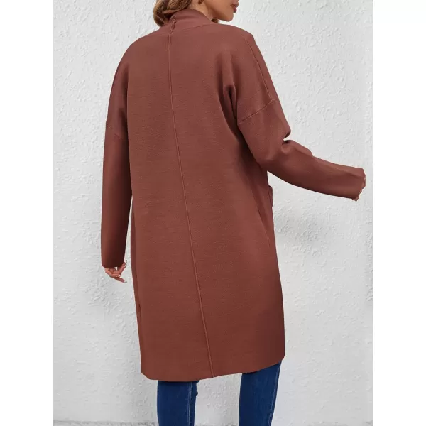 SuperPrity Womens Cardigan Sweater Fall Fashion 2024 Casual Oversized Knit Open Front Long Coatigan Jacket Coat Trendy OutfitReddish Brown