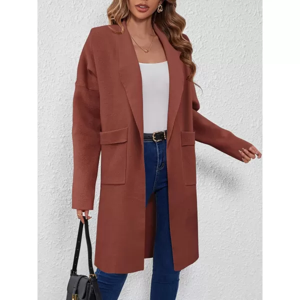 SuperPrity Womens Cardigan Sweater Fall Fashion 2024 Casual Oversized Knit Open Front Long Coatigan Jacket Coat Trendy OutfitReddish Brown