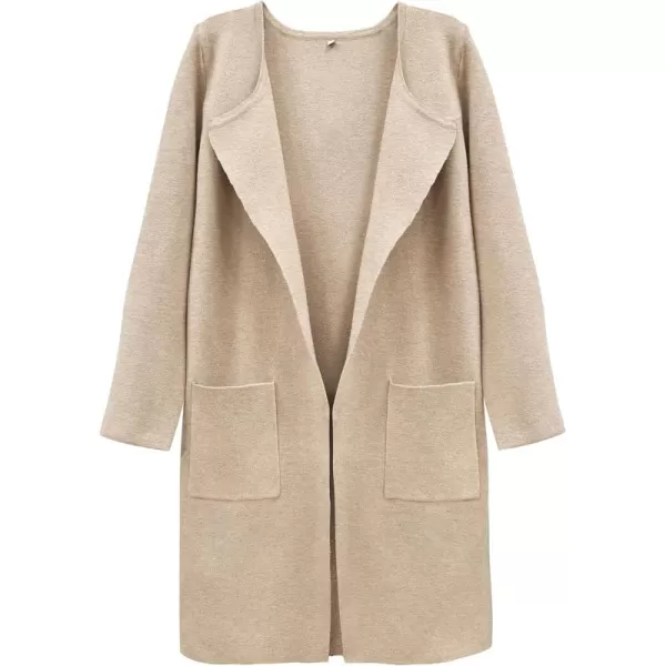 SuperPrity Cardigan Sweaters for Women Fall Fashion 2024 Casual Open Front Knit Long Coatigan Jackets Coat Trendy OuterwearApricot