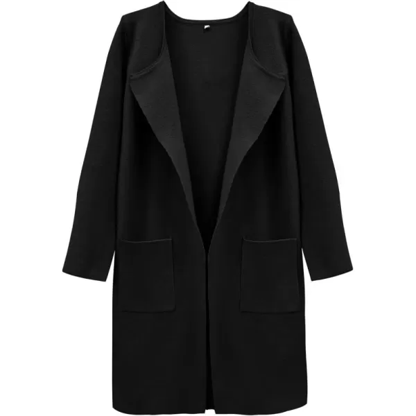 SuperPrity Cardigan Sweaters for Women Fall Fashion 2024 Casual Open Front Knit Long Coatigan Jackets Coat Trendy OuterwearBlack