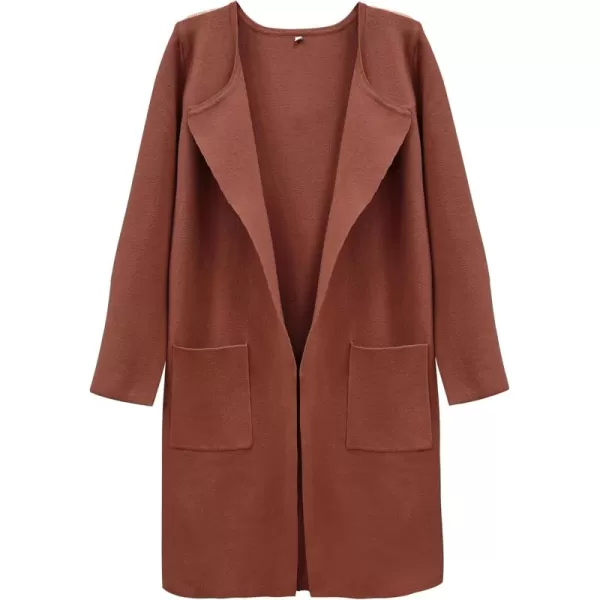 SuperPrity Cardigan Sweaters for Women Fall Fashion 2024 Casual Open Front Knit Long Coatigan Jackets Coat Trendy OuterwearCoffee