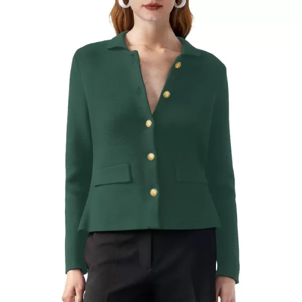 SuperPrity Cardigan Sweaters for Women Long Sleeve Lightweight Cropped Knit Blazer Button Jacket 2024 Fashion Fall OutfitsDark Green