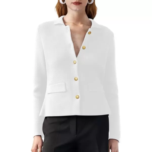 SuperPrity Cardigan Sweaters for Women Long Sleeve Lightweight Cropped Knit Blazer Button Jacket 2024 Fashion Fall OutfitsWhite