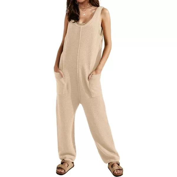 SuperPrity Jumpsuits for Women Casual 2024 Knit Overalls Baggy Harem Pants Romper Jumpers Summer Outfits Maternity ClothesApricot