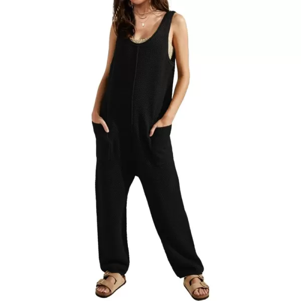 SuperPrity Jumpsuits for Women Casual 2024 Knit Overalls Baggy Harem Pants Romper Jumpers Summer Outfits Maternity ClothesBlack