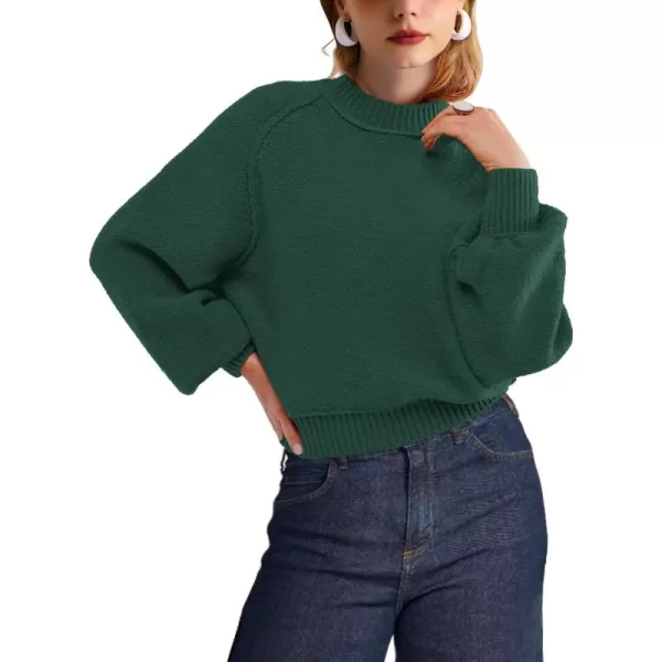 SuperPrity Sweaters for Women Fall 2024 Mock Neck Long Sleeve Knit Oversized Cropped Pullover Sweaters Top Trendy OutfitsDark Green