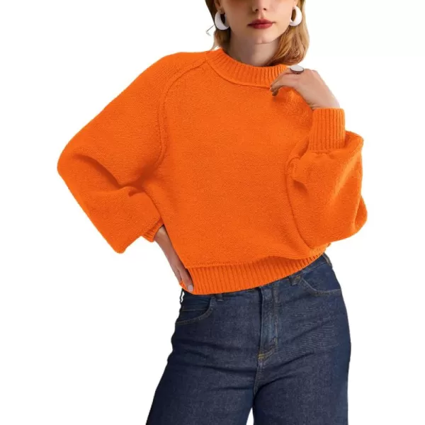 SuperPrity Sweaters for Women Fall 2024 Mock Neck Long Sleeve Knit Oversized Cropped Pullover Sweaters Top Trendy OutfitsOrange