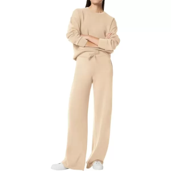 SuperPrity Womens 2 Piece Outfits Sweatsuit Set Sweatshirt Wide Leg Sweatpants Tracksuit Matching Sweat Lounge Set 2024 FallApricot