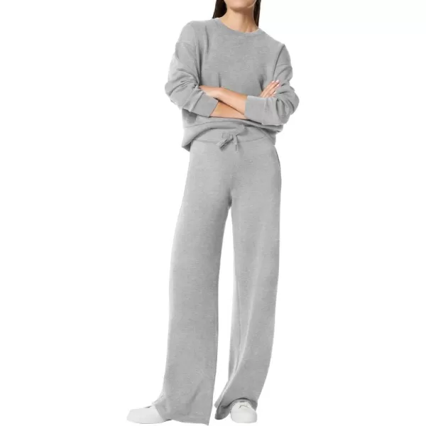 SuperPrity Womens 2 Piece Outfits Sweatsuit Set Sweatshirt Wide Leg Sweatpants Tracksuit Matching Sweat Lounge Set 2024 FallLight Grey