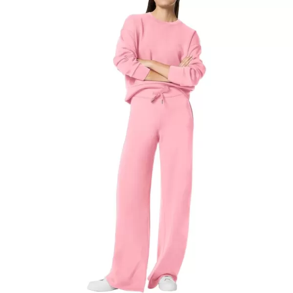 SuperPrity Womens 2 Piece Outfits Sweatsuit Set Sweatshirt Wide Leg Sweatpants Tracksuit Matching Sweat Lounge Set 2024 FallPink