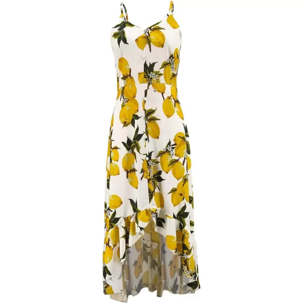 SouqFone Womens Bohemian Asymmetrical Maxi Dress V Neck Flowy Long Sundress Sexy Spaghetti Strap Beach Midi DressM Yellow