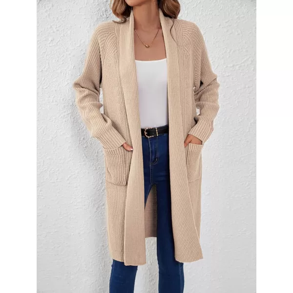 SuperPrity Cardigan Sweaters for Women Fashion 2024 Casual Open Front Knit Coat Long Sleeve Coatigan Jackets Fall OutwearBeige