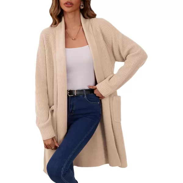 SuperPrity Cardigan Sweaters for Women Fashion 2024 Casual Open Front Knit Coat Long Sleeve Coatigan Jackets Fall OutwearBeige