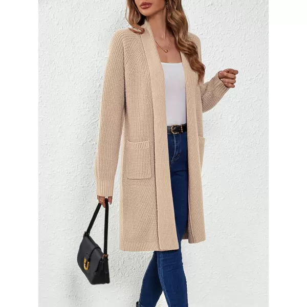 SuperPrity Cardigan Sweaters for Women Fashion 2024 Casual Open Front Knit Coat Long Sleeve Coatigan Jackets Fall OutwearBeige