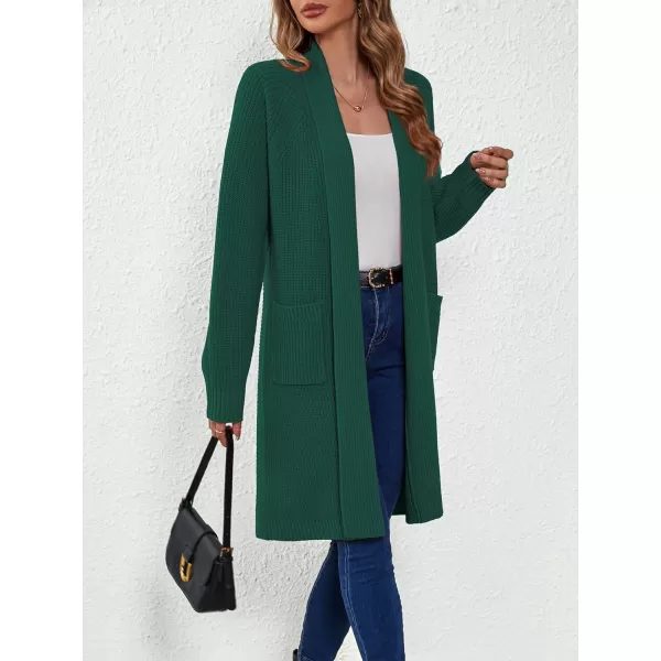 SuperPrity Cardigan Sweaters for Women Fashion 2024 Casual Open Front Knit Coat Long Sleeve Coatigan Jackets Fall OutwearDark Green