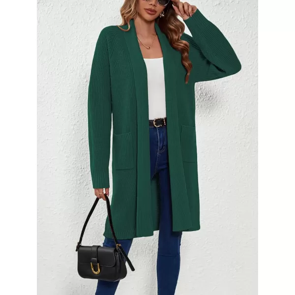 SuperPrity Cardigan Sweaters for Women Fashion 2024 Casual Open Front Knit Coat Long Sleeve Coatigan Jackets Fall OutwearDark Green