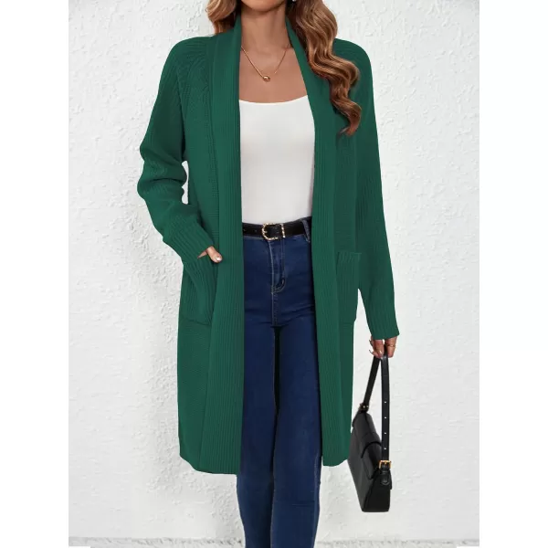 SuperPrity Cardigan Sweaters for Women Fashion 2024 Casual Open Front Knit Coat Long Sleeve Coatigan Jackets Fall OutwearDark Green