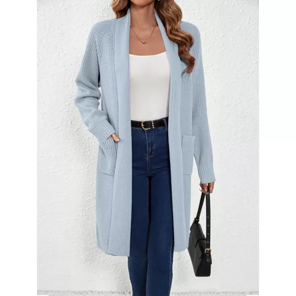 SuperPrity Cardigan Sweaters for Women Fashion 2024 Casual Open Front Knit Coat Long Sleeve Coatigan Jackets Fall OutwearLight Blue