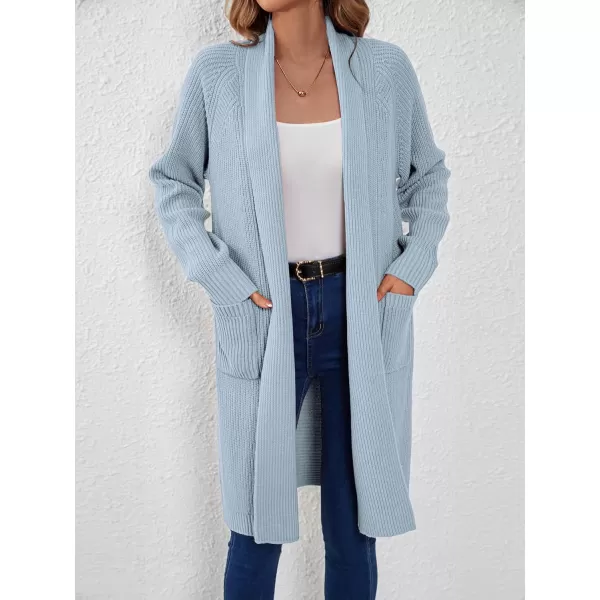 SuperPrity Cardigan Sweaters for Women Fashion 2024 Casual Open Front Knit Coat Long Sleeve Coatigan Jackets Fall OutwearLight Blue