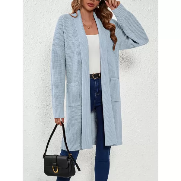 SuperPrity Cardigan Sweaters for Women Fashion 2024 Casual Open Front Knit Coat Long Sleeve Coatigan Jackets Fall OutwearLight Blue