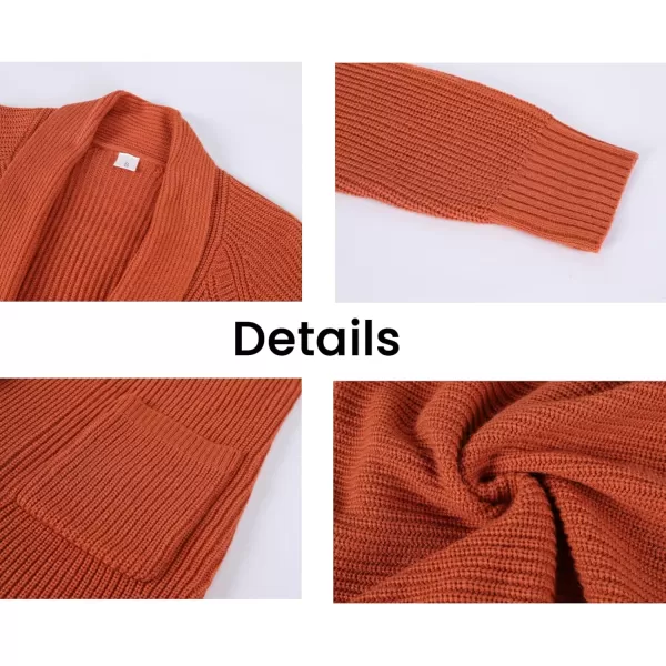 SuperPrity Cardigan Sweaters for Women Fashion 2024 Casual Open Front Knit Coat Long Sleeve Coatigan Jackets Fall OutwearOrange Red