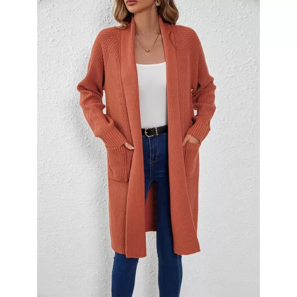 SuperPrity Cardigan Sweaters for Women Fashion 2024 Casual Open Front Knit Coat Long Sleeve Coatigan Jackets Fall OutwearOrange Red